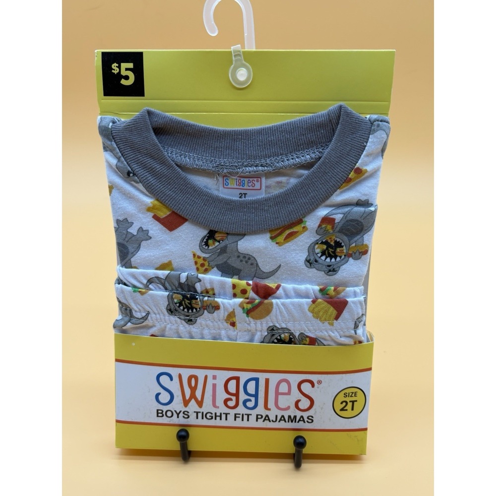 Swiggles Boys Blue Dinosaur Print Tight Fit Pajamas 2 Piece Set Size 2T New